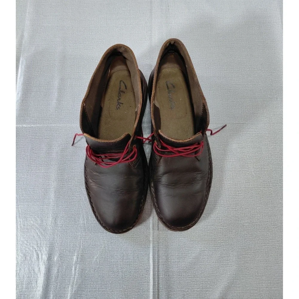 Clarks Bushacre Chukka Boot 15260 Men's 8M Brown Leather Lace Up Rubber Sole